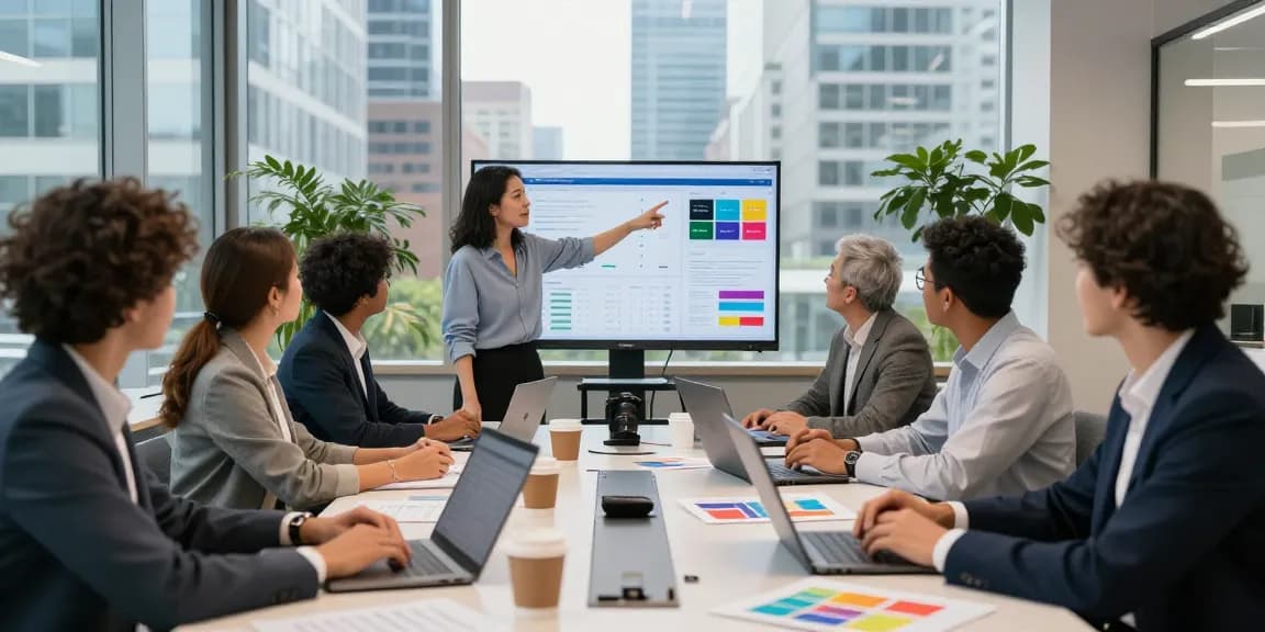 Digital advertising solution Canada team collaborating in a modern office space.