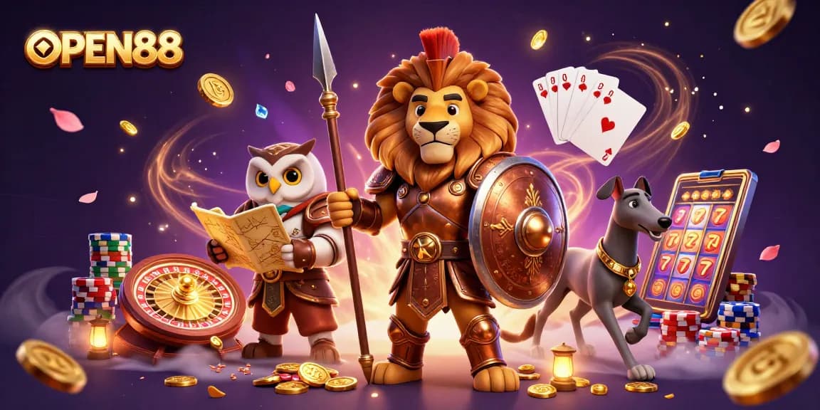 Experience winning with OPEN88 through thrilling 3D casino scenes and vibrant game elements.