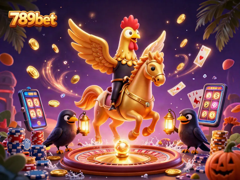 Experience the excitement of 789bet with a vibrant casino scene featuring unique characters and dazzling game elements.