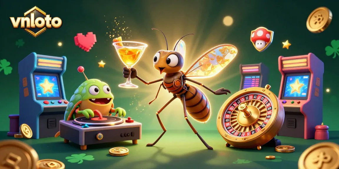 Experience thrilling gameplay with vnloto in a dynamic casino scene featuring a frozen mosquito mascot and vibrant games.