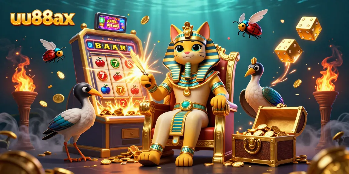 Experience exhilarating gameplay with uu88ax's vibrant 3D casino scene featuring Egyptian motifs and dynamic gaming elements.