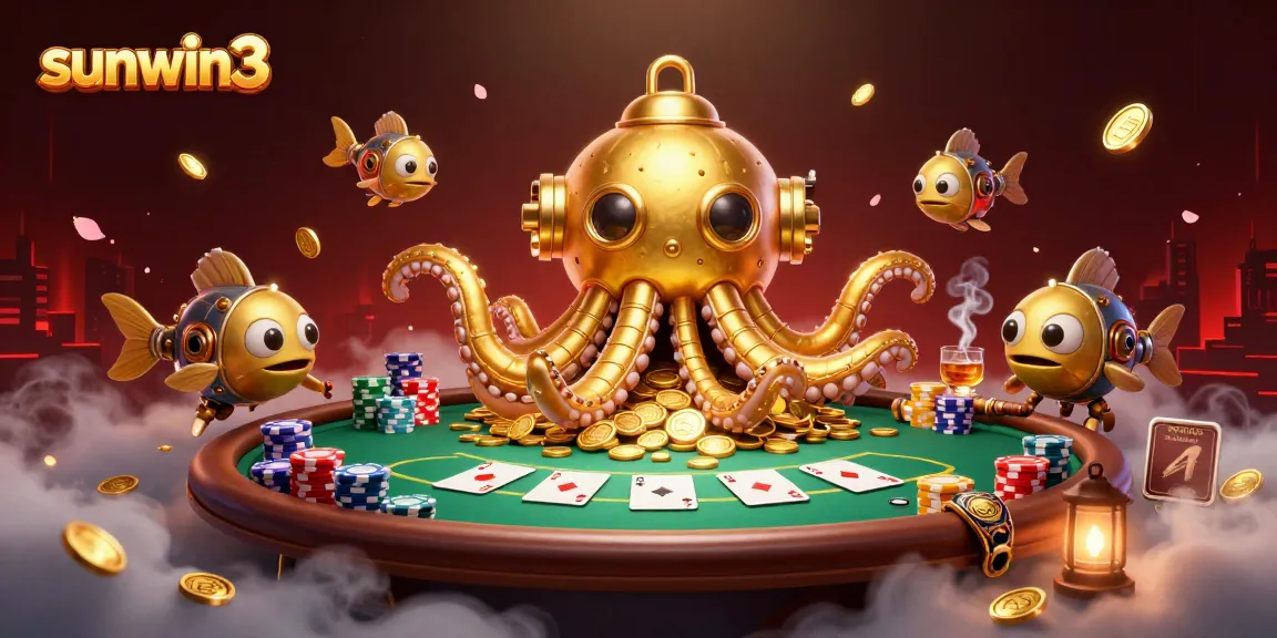 Engage with exciting moments of sunwin3 surrounded by golden coins and poker action.