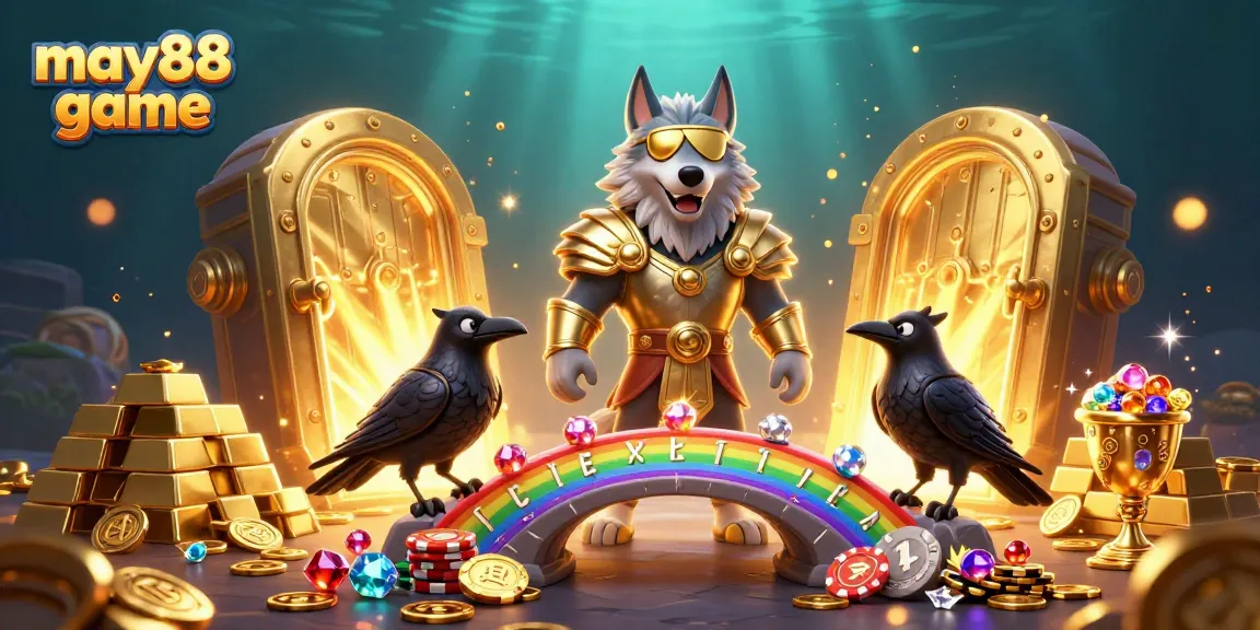 Experience the excitement of may88 game with vibrant casino elements and mythological characters.