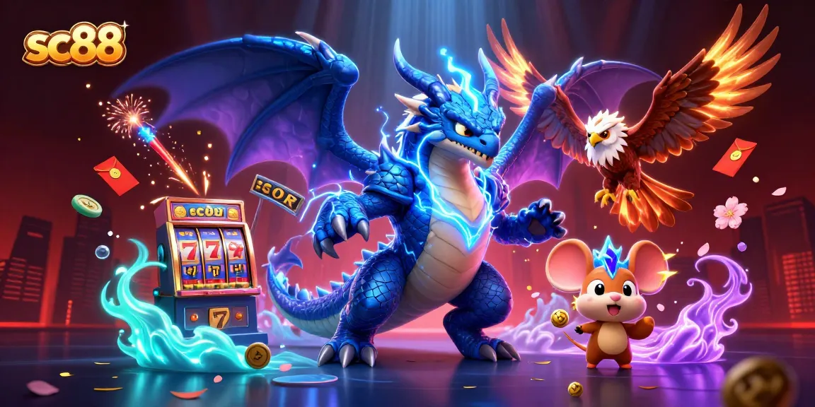 Play exciting games at SC88, featuring thrilling slot machines, and vibrant casino elements.