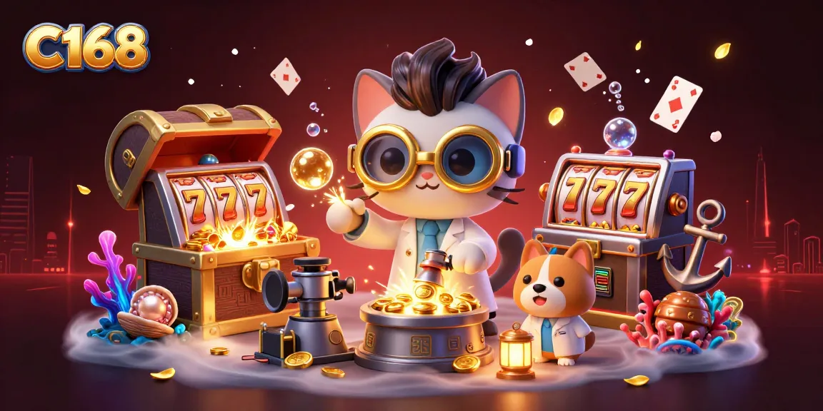 C168 brings excitement to online gaming with dynamic cartoon characters in a vibrant casino scene.