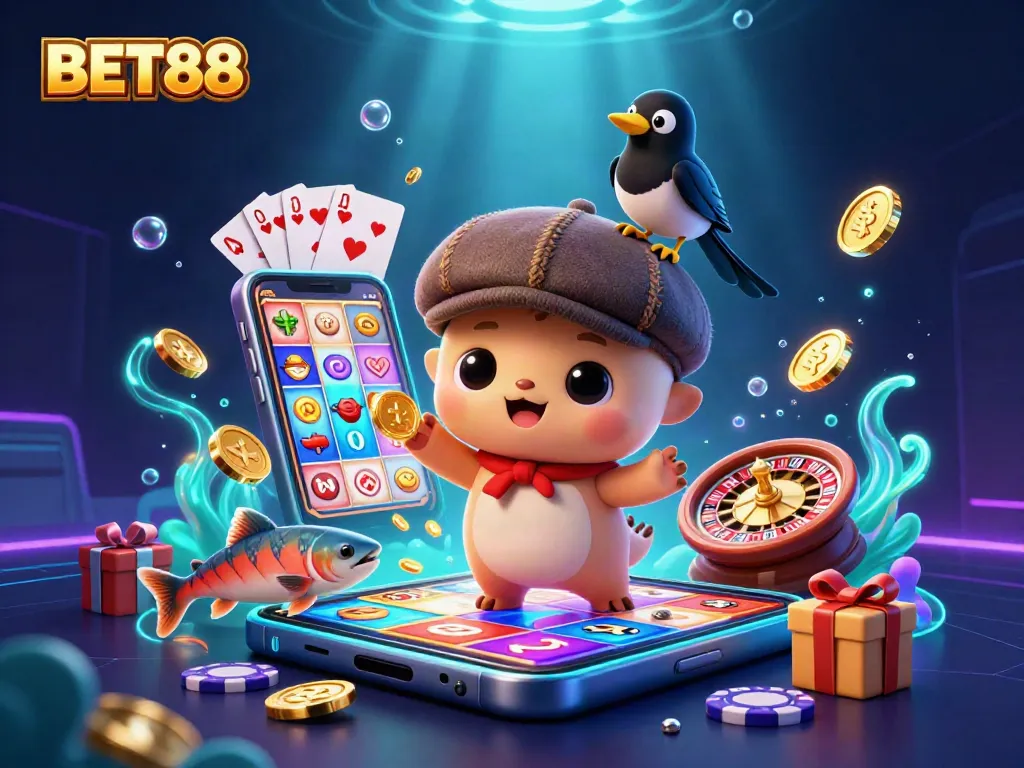 BET88 thưởng thức trò chơi slot thỏa thích với Nessie đáng yêu và bạn cố Gold Magpie.