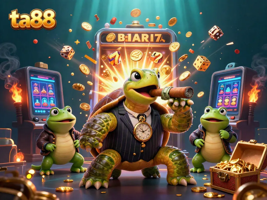 Experience thrilling gambling action with the ta88 characters in this vibrant casino scene, featuring dynamic elements and excitement.