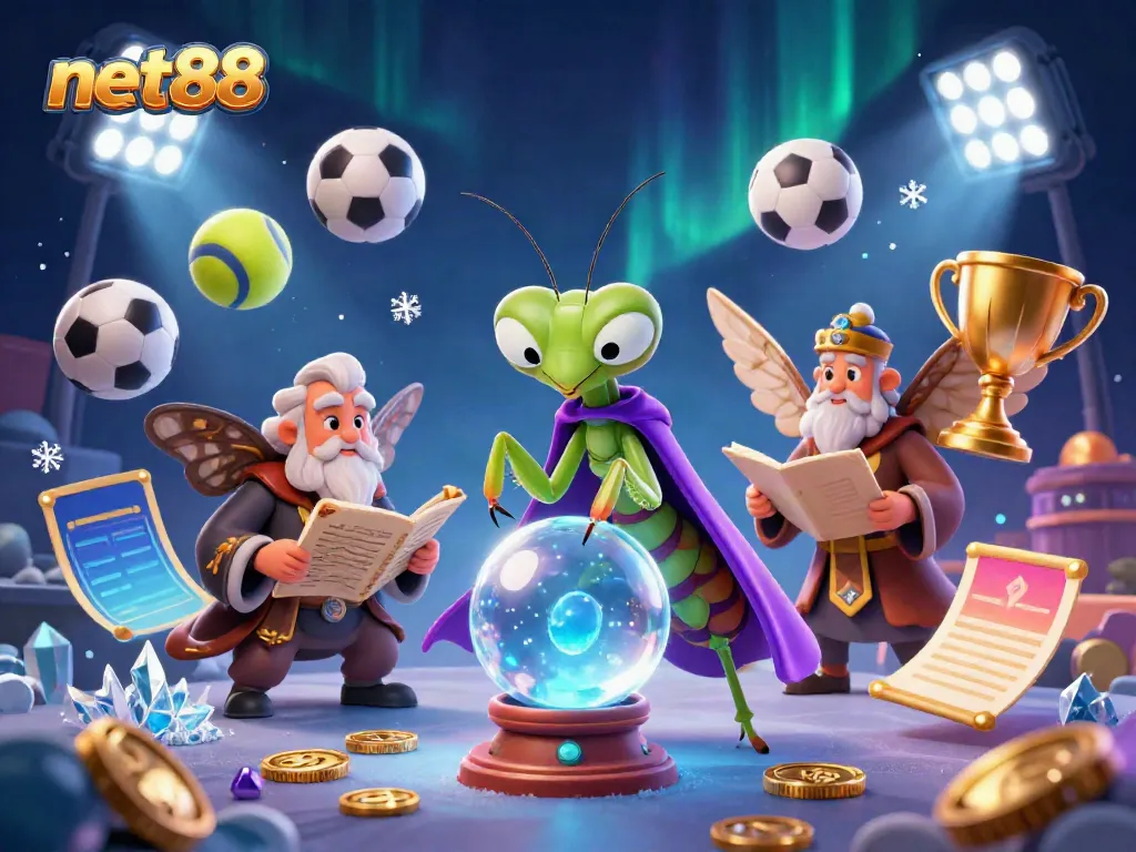 Experience exciting sports betting with net88 in a vibrant 3D casino illustration featuring diverse gaming elements.