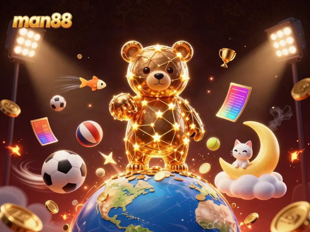 Experience the thrill of winning at man88 with vibrant gaming elements and characters.